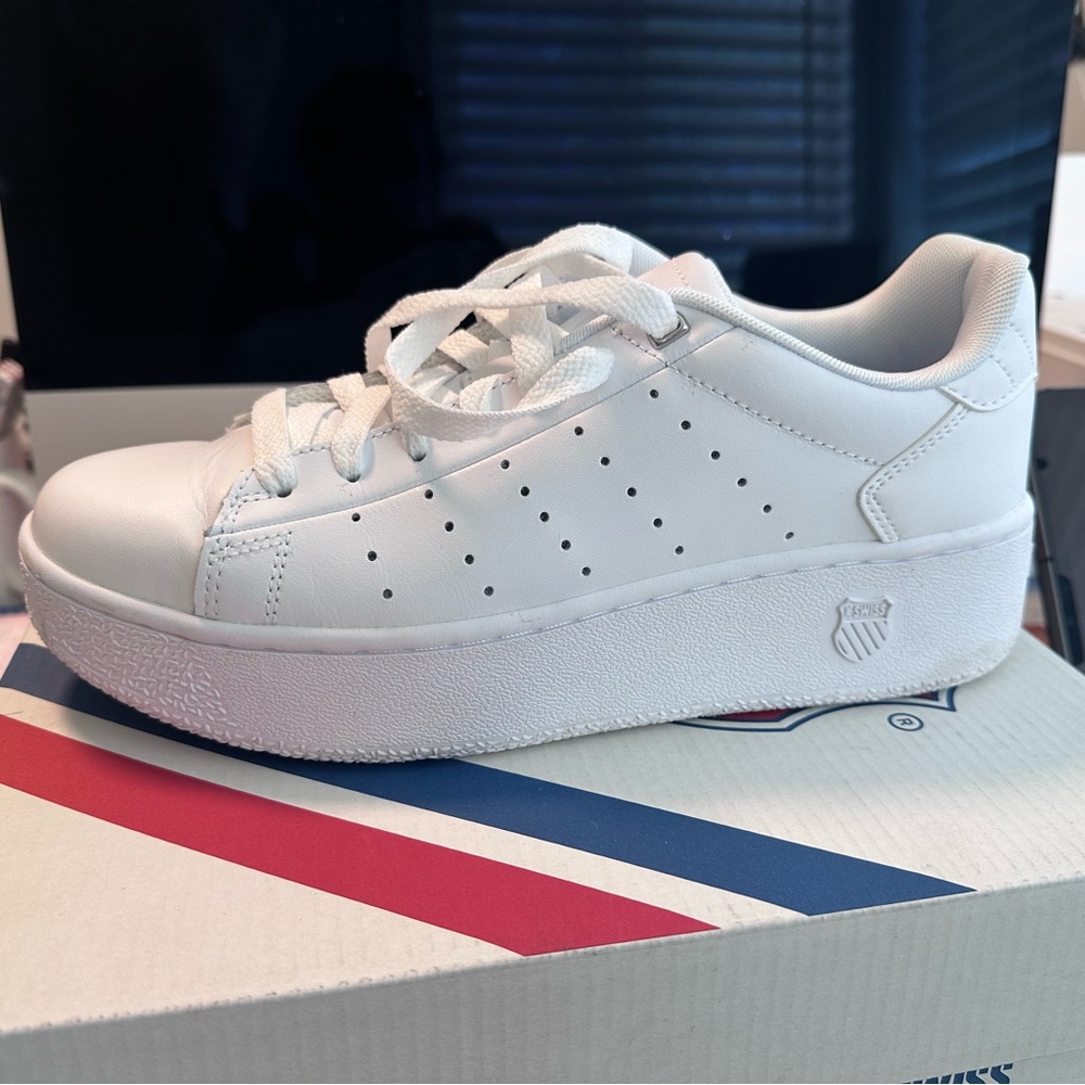 K-Swiss White Classic PF Platform Sneakers